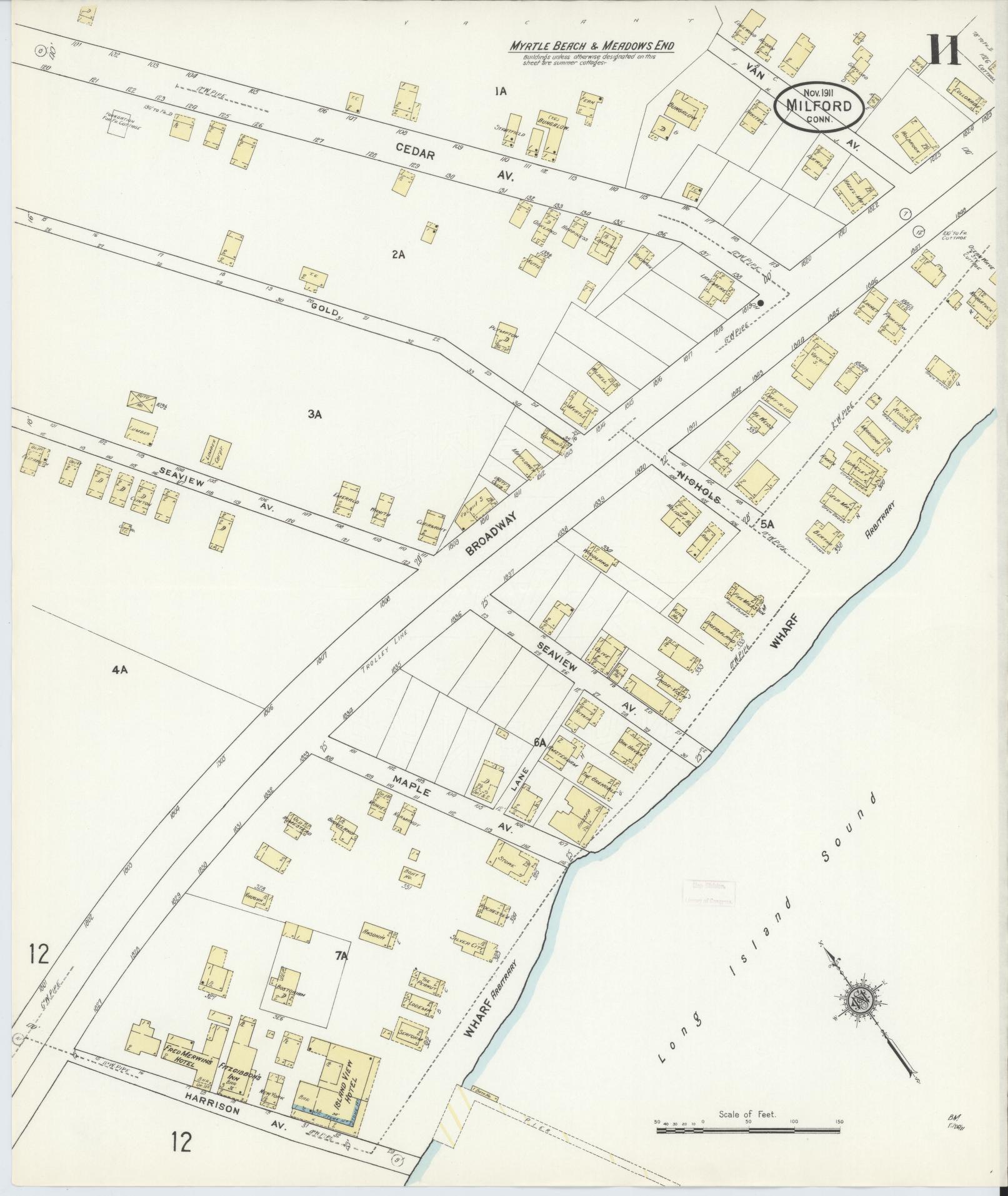 Sanborn Fire Insurance Map from Milford, New Haven County, Connecticut (1911), Sheet #0011 - Historic Sanborn Fire Insurance Map Print, vintage old map wall art, antique decor, genealogy gift, Connecticut Connecticut map