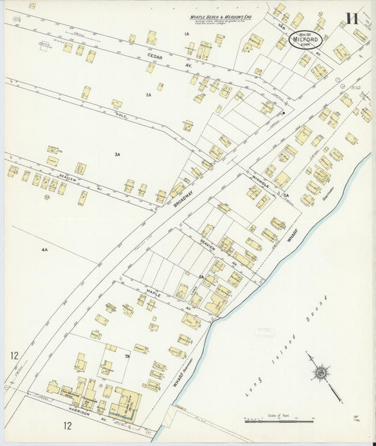 Sanborn Fire Insurance Map from Milford, New Haven County, Connecticut (1911), Sheet #0011 - Historic Sanborn Fire Insurance Map Print, vintage old map wall art, antique decor, genealogy gift, Connecticut Connecticut map