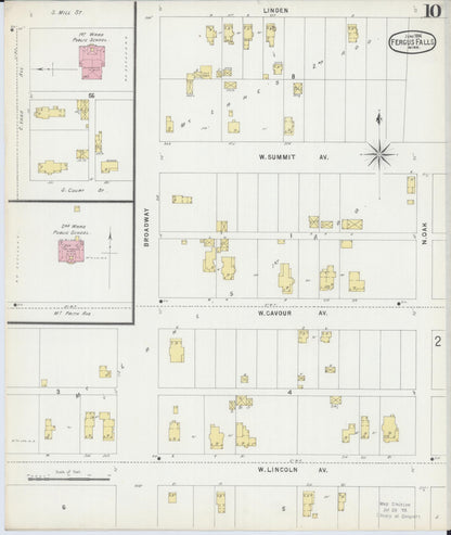Sanborn Fire Insurance Map from Fergus Falls, Otter Tail County, Minnesota (1896), Sheet #0010 - Historic Sanborn Fire Insurance Map Print, vintage old map wall art, antique decor, genealogy gift, Minnesota Minnesota map
