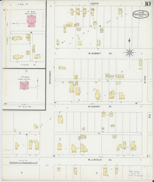 Sanborn Fire Insurance Map from Fergus Falls, Otter Tail County, Minnesota (1896), Sheet #0010 - Historic Sanborn Fire Insurance Map Print, vintage old map wall art, antique decor, genealogy gift, Minnesota Minnesota map