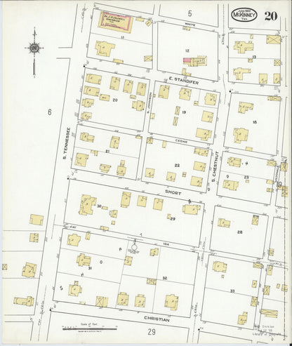 Sanborn Fire Insurance Map from McKinney, Collin County, Texas (1920), Sheet #0020 - Historic Sanborn Fire Insurance Map Print, vintage old map wall art, antique decor, genealogy gift, Texas Texas map