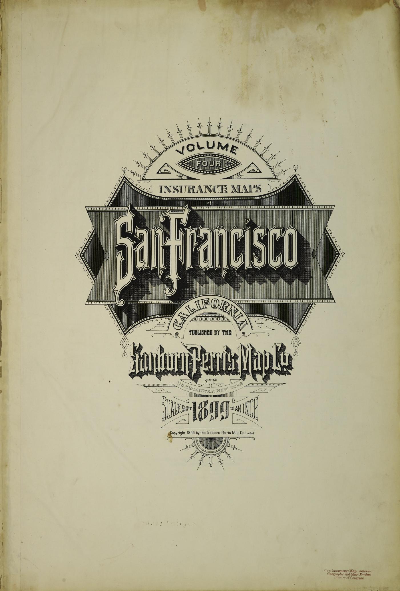 Sanborn Fire Insurance Map from San Francisco, San Francisco County, California (1899), Sheet #0001 - Complete Map Set gallery image, historic Sanborn map, vintage wall art, California California