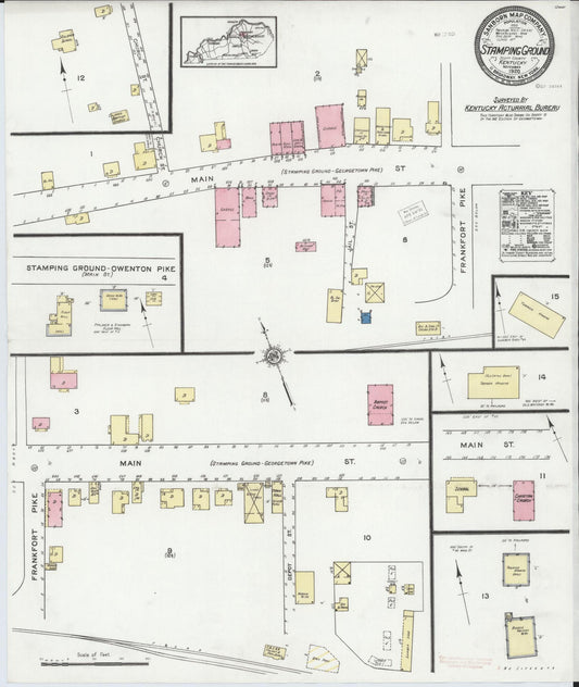 Sanborn Fire Insurance Map from Stamping Ground, Scott County, Kentucky (1920), Sheet #0001 - Historic Sanborn Fire Insurance Map Print, vintage old map wall art, antique decor, genealogy gift, Kentucky Kentucky map