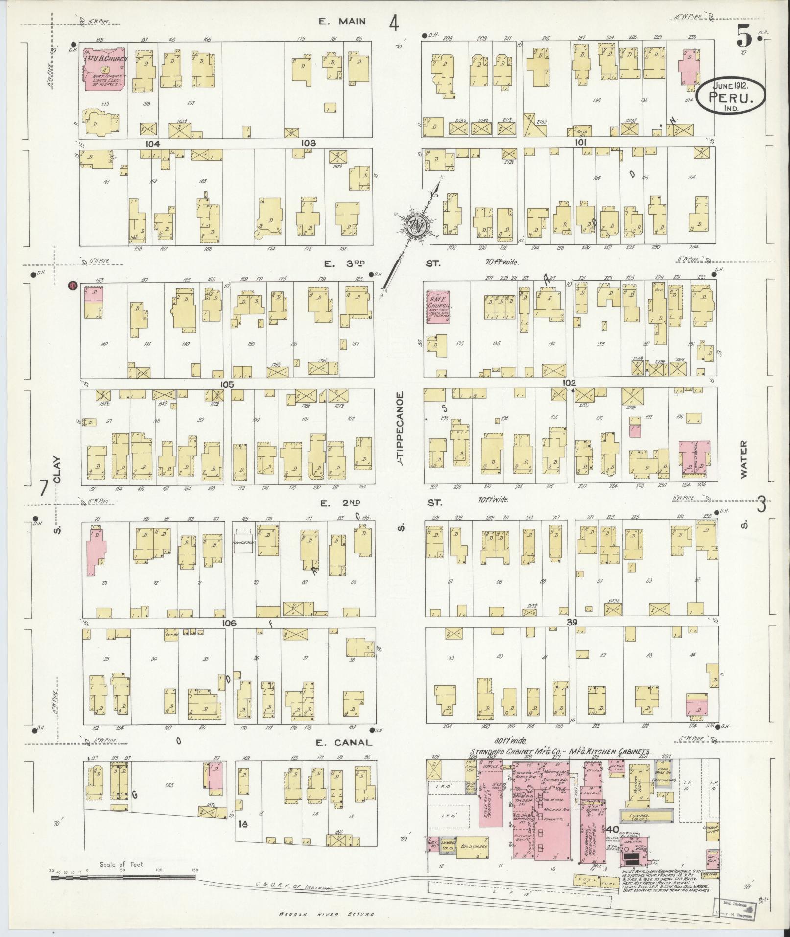 Sanborn Fire Insurance Map from Peru, Miami County, Indiana (1912), Sheet #0005 - Complete Map Set gallery image, historic Sanborn map, vintage wall art, Indiana Indiana