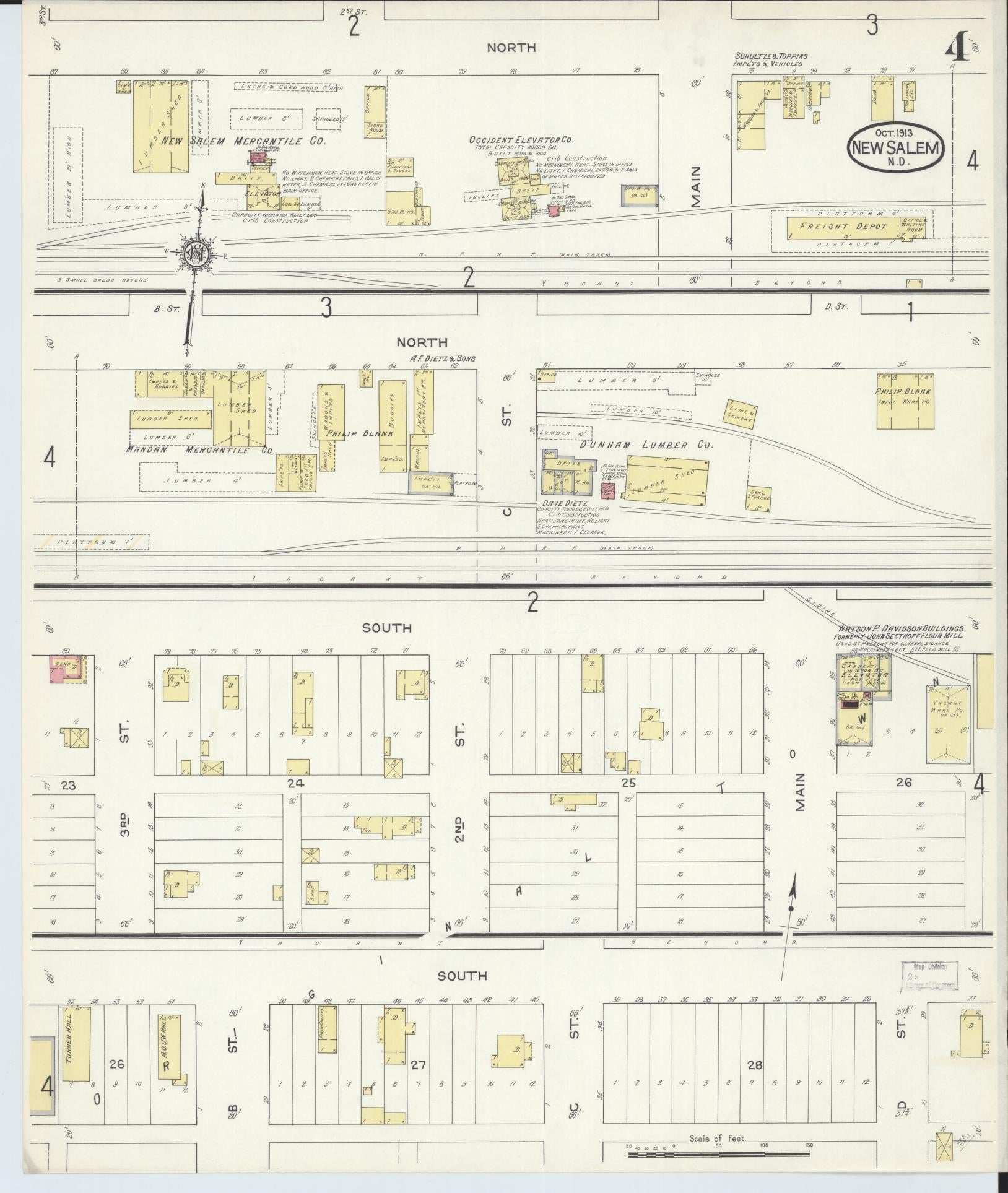 Sanborn Fire Insurance Map from New Salem, Morton County, North Dakota (1913), Sheet #0004 - Historic Sanborn Fire Insurance Map Print, vintage old map wall art, antique decor, genealogy gift, North Dakota North Dakota map