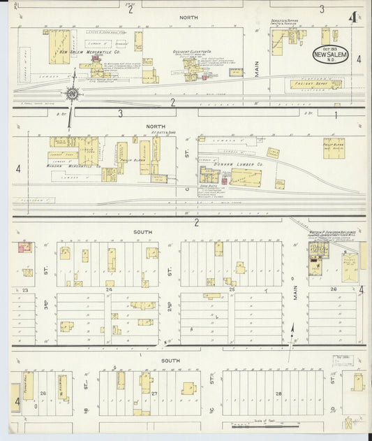 Sanborn Fire Insurance Map from New Salem, Morton County, North Dakota (1913), Sheet #0004 - Historic Sanborn Fire Insurance Map Print, vintage old map wall art, antique decor, genealogy gift, North Dakota North Dakota map