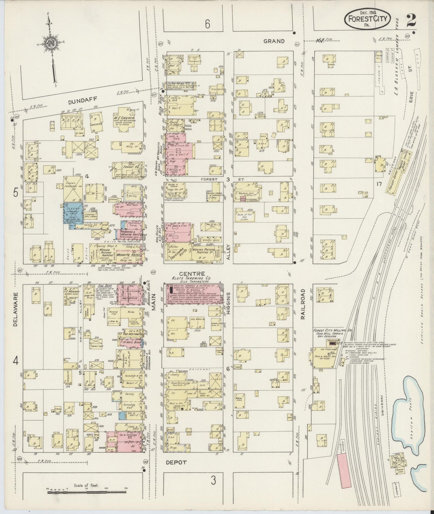Sanborn Fire Insurance Map from Forest City, Susquehanna County, Pennsylvania (1914), Sheet #0002 - Historic Sanborn Fire Insurance Map Print, vintage old map wall art, antique decor, genealogy gift, Pennsylvania Pennsylvania map