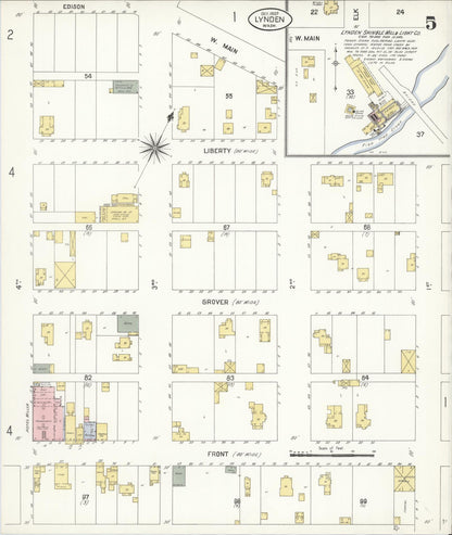 Sanborn Fire Insurance Map from Lynden, Whatcom County, Washington (1907), Sheet #0005 - Complete Map Set gallery image, historic Sanborn map, vintage wall art, Washington Washington