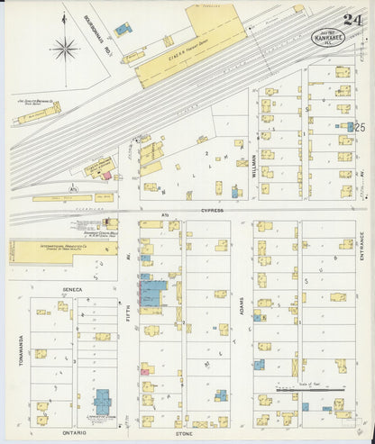 Sanborn Fire Insurance Map from Kankakee, Kankakee County, Illinois (1907), Sheet #0024 - Historic Sanborn Fire Insurance Map Print, vintage old map wall art, antique decor, genealogy gift, Illinois Illinois map