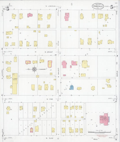 Sanborn Fire Insurance Map from Hinsdale, Du Page And Cook Counties, Illinois (1927), Sheet #0005 - Historic Sanborn Fire Insurance Map Print, vintage old map wall art, antique decor, genealogy gift, Illinois Illinois map