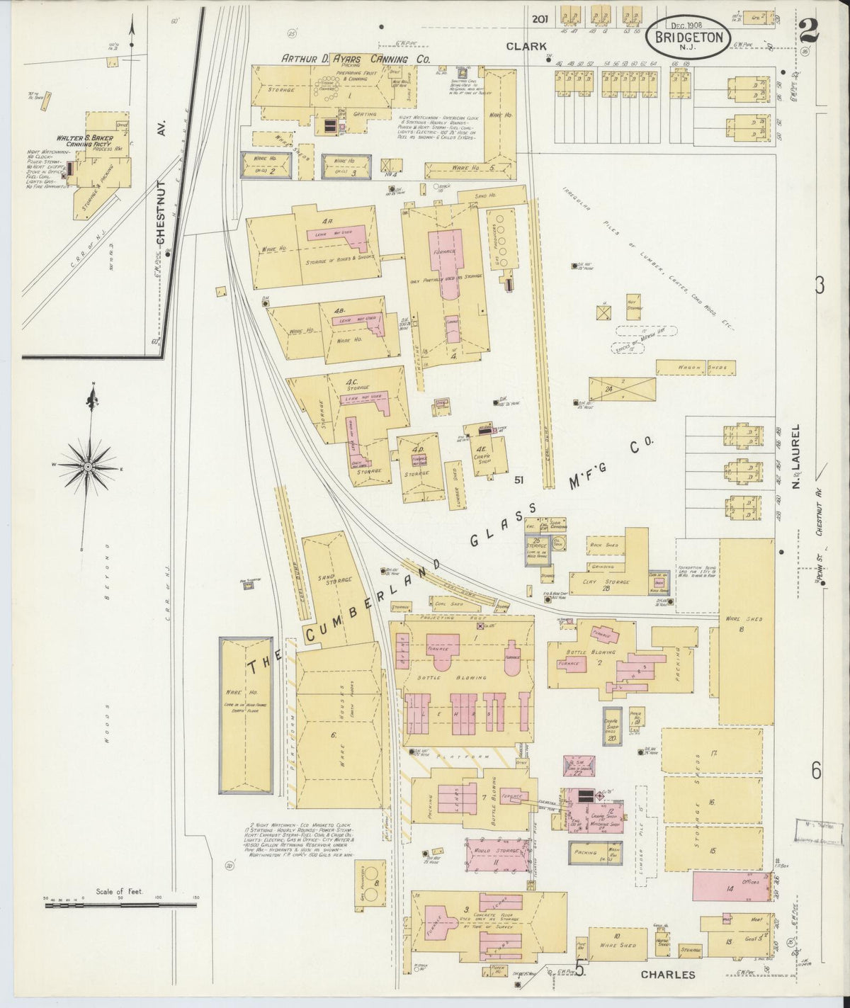 Sanborn Fire Insurance Map from Bridgeton, Cumberland County, New Jersey (1908), Sheet #0002 - Complete Map Set gallery image, historic Sanborn map, vintage wall art, New Jersey New Jersey