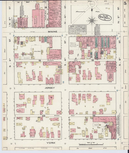 Sanborn Fire Insurance Map from Quincy, Adams County, Illinois (1883), Sheet #0005 - Complete Map Set gallery image, historic Sanborn map, vintage wall art, Illinois Illinois