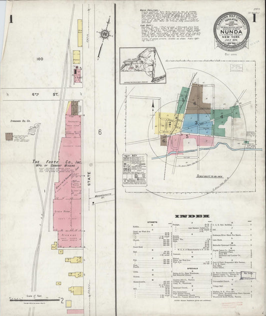 Sanborn Fire Insurance Map from Nunda, Livingston County, New York (1924), Sheet #0001 - Complete Map Set gallery image, historic Sanborn map, vintage wall art, New York New York
