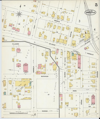 Sanborn Fire Insurance Map from Edwardsville, Madison County, Illinois (1902), Sheet #0005 - Complete Map Set gallery image, historic Sanborn map, vintage wall art, Illinois Illinois