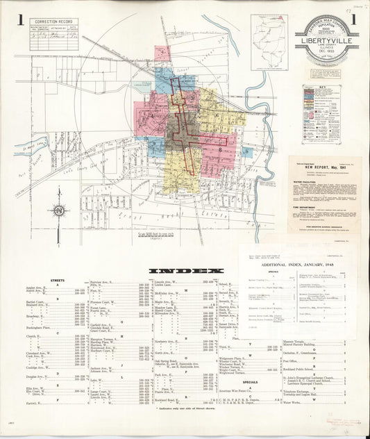Sanborn Fire Insurance Map from Libertyville, Lake County, Illinois (1948), Sheet #0001 - Historic Sanborn Fire Insurance Map Print, vintage old map wall art, antique decor, genealogy gift, Illinois Illinois map