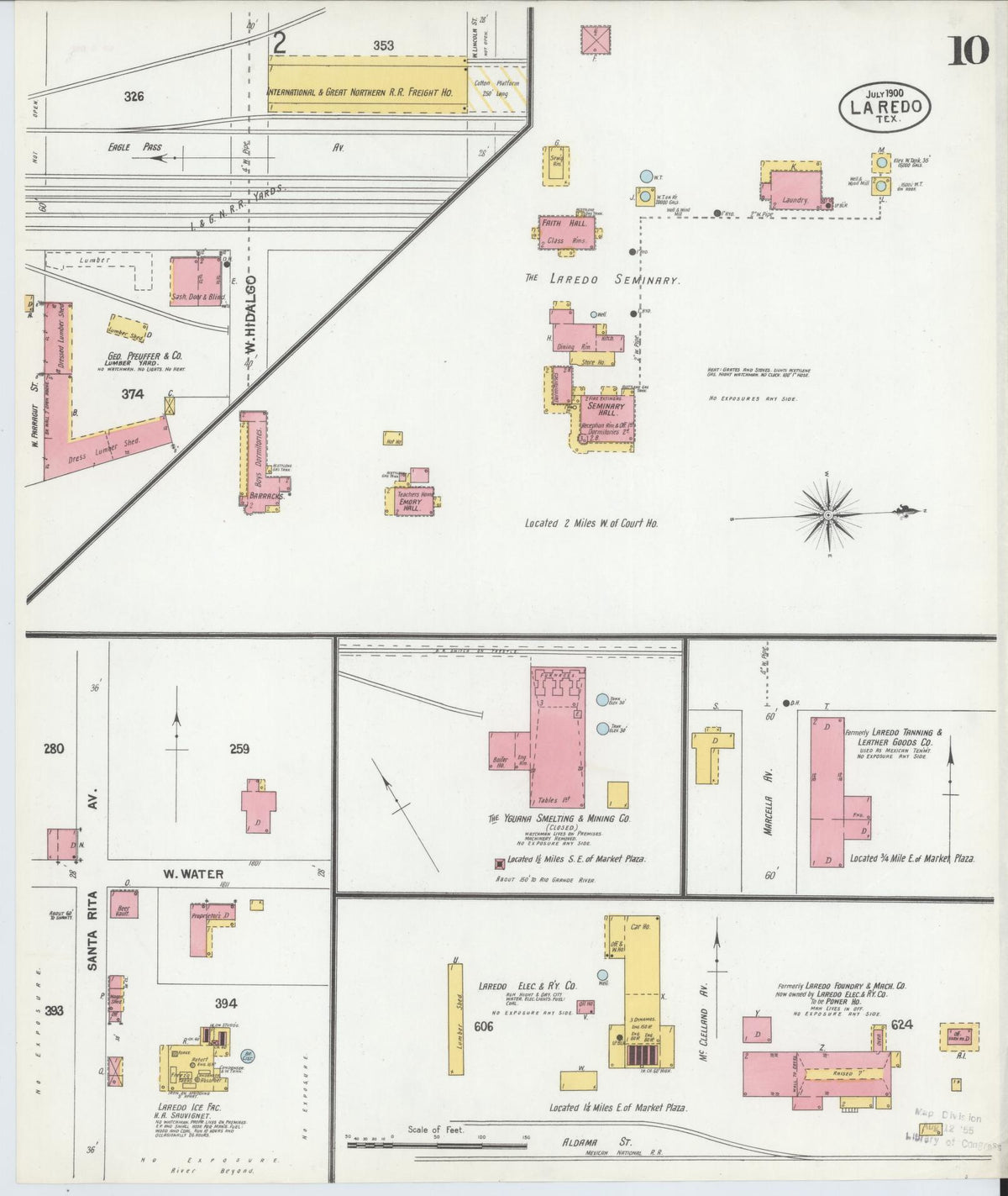 Sanborn Fire Insurance Map from Laredo, Webb County, Texas (1900), Sheet #0010 - Complete Map Set gallery image, historic Sanborn map, vintage wall art, Texas Texas