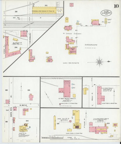 Sanborn Fire Insurance Map from Laredo, Webb County, Texas (1900), Sheet #0010 - Complete Map Set gallery image, historic Sanborn map, vintage wall art, Texas Texas
