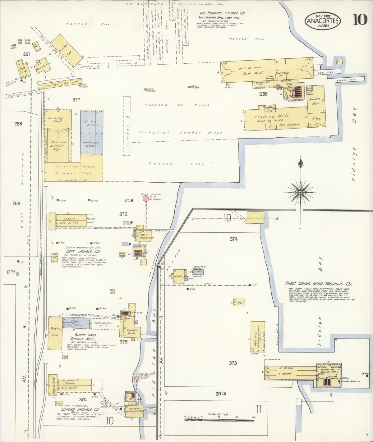 Sanborn Fire Insurance Map from Anacortes, Skagit County, Washington (1907), Sheet #0010 - Complete Map Set gallery image, historic Sanborn map, vintage wall art, Washington Washington