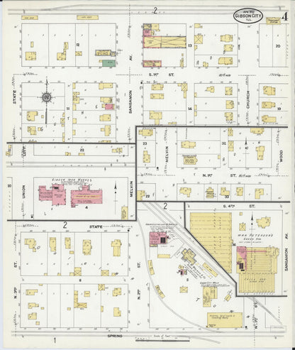 Sanborn Fire Insurance Map from Gibson City, Ford County, Illinois (1910), Sheet #0004 - Historic Sanborn Fire Insurance Map Print, vintage old map wall art, antique decor, genealogy gift, Illinois Illinois map