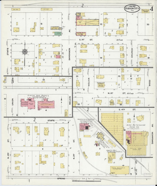 Sanborn Fire Insurance Map from Gibson City, Ford County, Illinois (1910), Sheet #0004 - Historic Sanborn Fire Insurance Map Print, vintage old map wall art, antique decor, genealogy gift, Illinois Illinois map