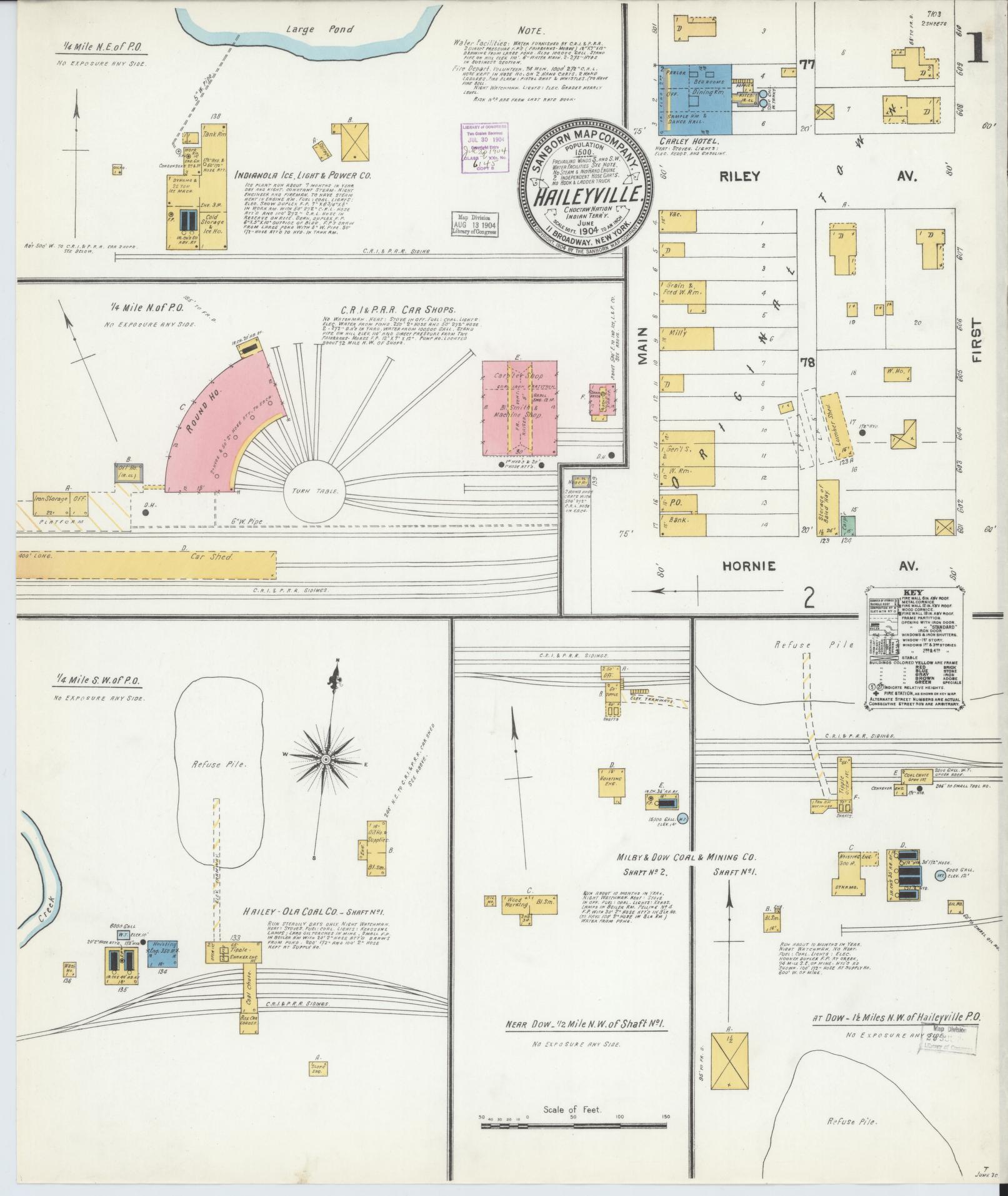 Sanborn Fire Insurance Map from Hailyville, Pittsburg County, Oklahoma (1904), Sheet #0001 - Complete Map Set gallery image, historic Sanborn map, vintage wall art, Oklahoma Oklahoma