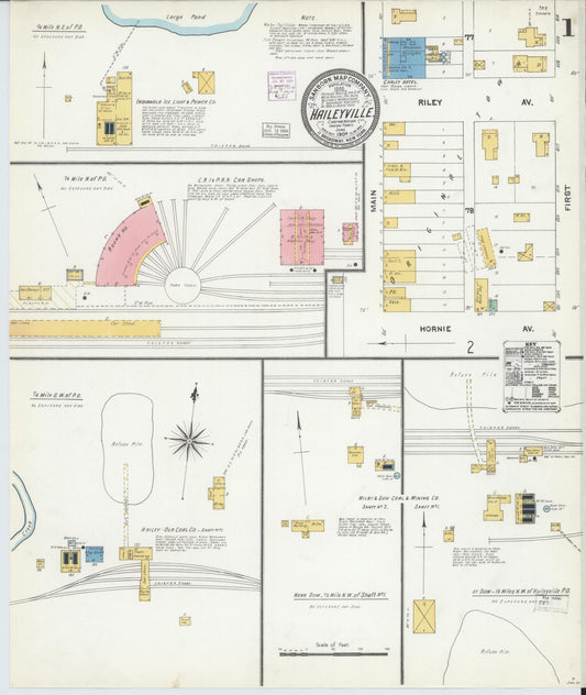 Sanborn Fire Insurance Map from Hailyville, Pittsburg County, Oklahoma (1904), Sheet #0001 - Complete Map Set gallery image, historic Sanborn map, vintage wall art, Oklahoma Oklahoma