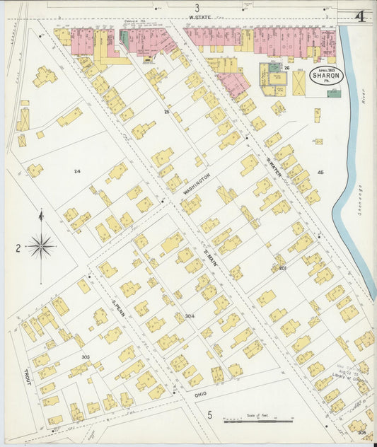 Sanborn Fire Insurance Map from Sharon, Mercer County, Pennsylvania (1903), Sheet #0004 - Historic Sanborn Fire Insurance Map Print, vintage old map wall art, antique decor, genealogy gift, Pennsylvania Pennsylvania map