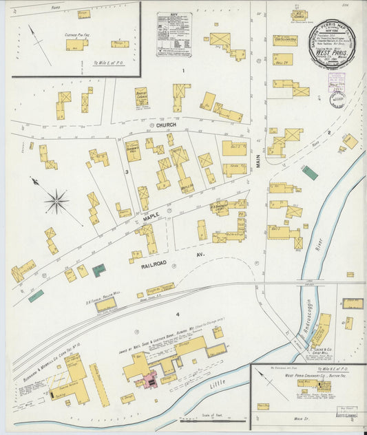Sanborn Fire Insurance Map from West Paris, Oxford County, Maine (1901), Sheet #0001 - Historic Sanborn Fire Insurance Map Print, vintage old map wall art, antique decor, genealogy gift, Maine Maine map