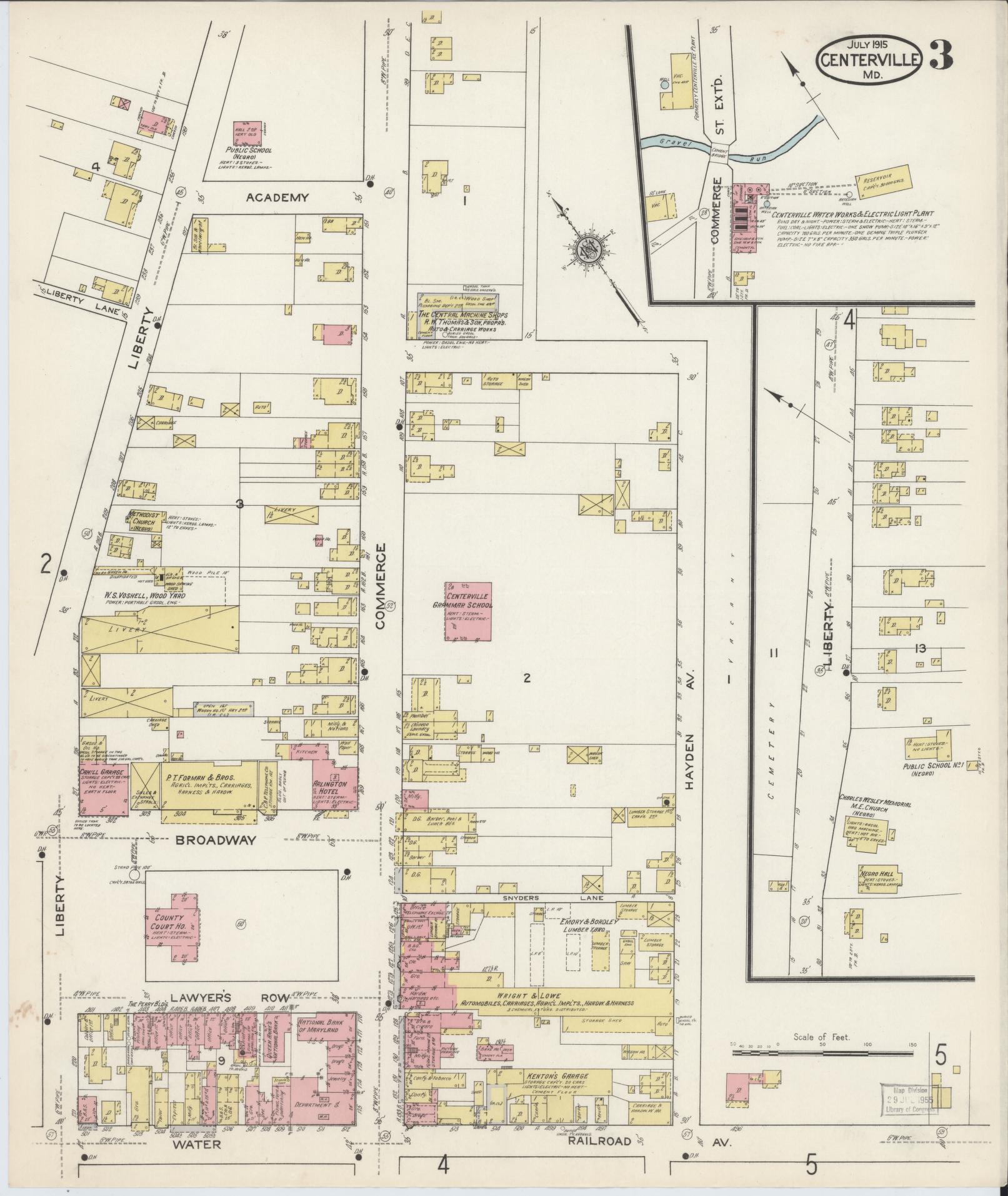 Sanborn Fire Insurance Map from Centreville, Queen Anne's County, Maryland (1915), Sheet #0003 - Complete Map Set gallery image, historic Sanborn map, vintage wall art, Maryland Maryland