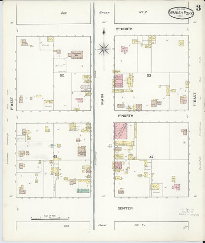 Sanborn Fire Insurance Map from Spanish Fork, Utah County, Utah (1890), Sheet #0003 - Complete Map Set gallery image, historic Sanborn map, vintage wall art, Spanish Fork Utah