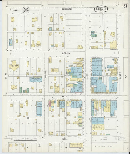 Sanborn Fire Insurance Map from Beloit, Mitchell County, Kansas (1896), Sheet #0003 - Complete Map Set gallery image, historic Sanborn map, vintage wall art, Kansas Kansas
