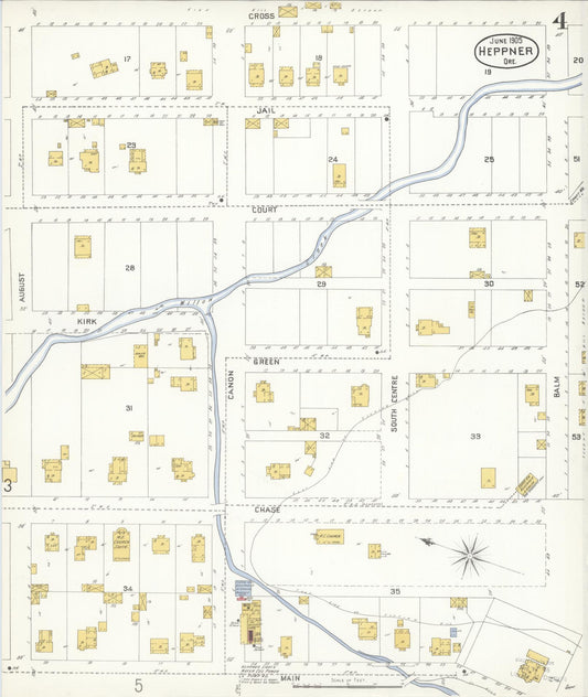 Sanborn Fire Insurance Map from Heppner, Morrow County, Oregon (1905), Sheet #0004 - Historic Sanborn Fire Insurance Map Print, vintage old map wall art, antique decor, genealogy gift, Oregon Oregon map