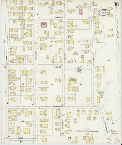 Sanborn Fire Insurance Map from Fitchburg, Worcester County, Massachusetts (1897), Sheet #0016 - Complete Map Set gallery image, historic Sanborn map, vintage wall art, Massachusetts Massachusetts