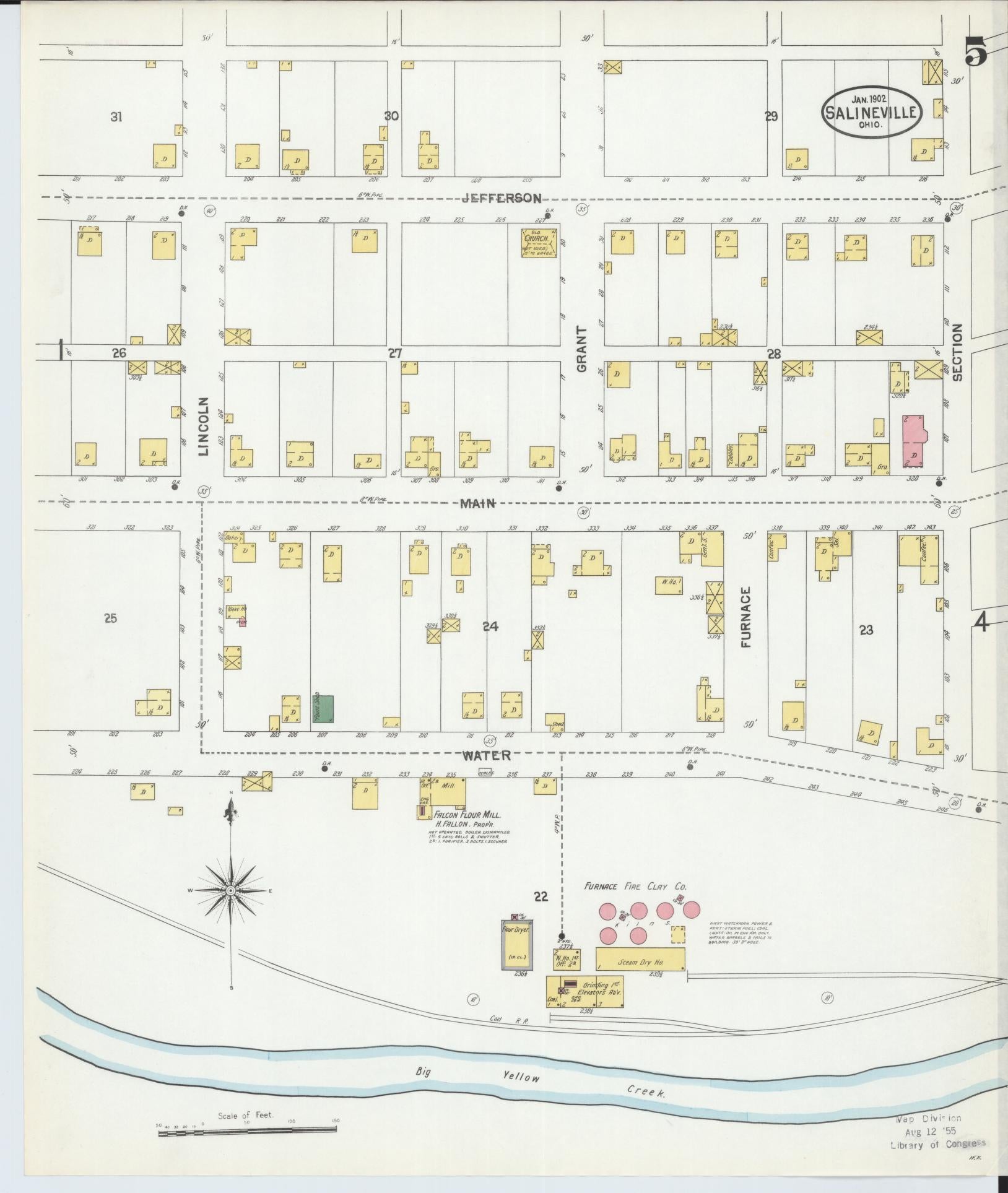 Sanborn Fire Insurance Map from Salineville, Columbiana County, Ohio (1902), Sheet #0005 - Historic Sanborn Fire Insurance Map Print, vintage old map wall art, antique decor, genealogy gift, Ohio Ohio map