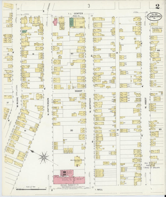 Sanborn Fire Insurance Map from Lansford, Carbon County, Pennsylvania (1908), Sheet #0002 - Historic Sanborn Fire Insurance Map Print, vintage old map wall art, antique decor, genealogy gift, Pennsylvania Pennsylvania map