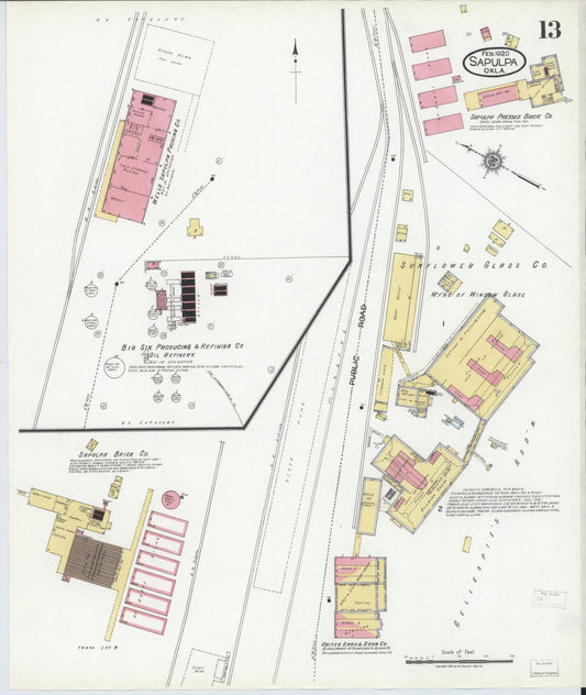 Sanborn Fire Insurance Map from Sapulpa, Creek County, Oklahoma (1920), Sheet #0013 - Historic Sanborn Fire Insurance Map Print, vintage old map wall art, antique decor, genealogy gift, Oklahoma Oklahoma map