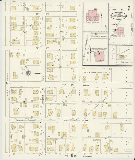 Sanborn Fire Insurance Map from Lawrenceville, Lawrence County, Illinois (1912), Sheet #0007 - Historic Sanborn Fire Insurance Map Print, vintage old map wall art, antique decor, genealogy gift, Illinois Illinois map