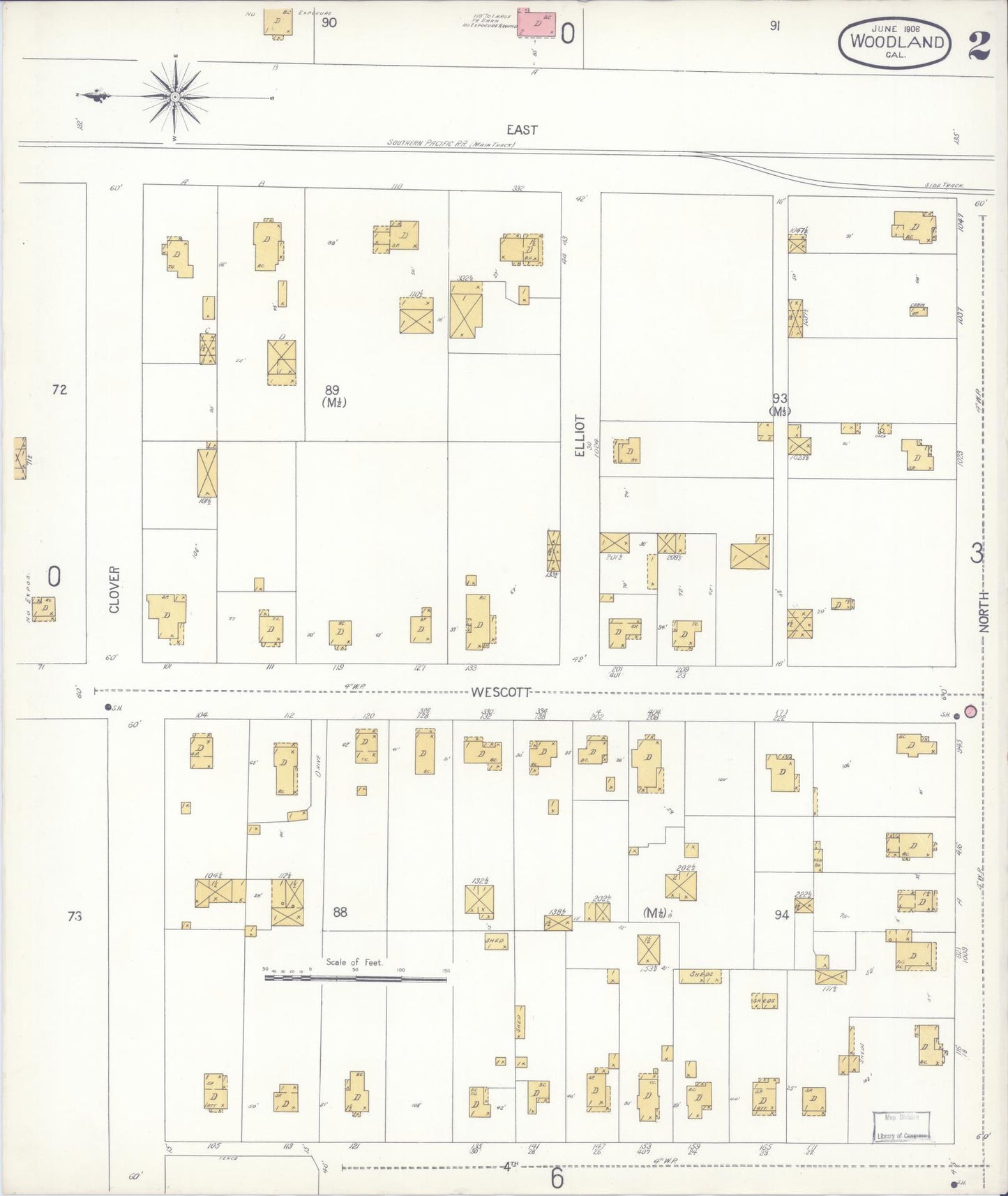 Sanborn Fire Insurance Map from Woodland, Yolo County, California (1906), Sheet #0002 - Complete Map Set gallery image, historic Sanborn map, vintage wall art, California California