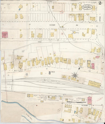 Sanborn Fire Insurance Map from Truckee, Nevada County, California (1933), Sheet #0002 - Complete Map Set gallery image, historic Sanborn map, vintage wall art, Truckee Nevada