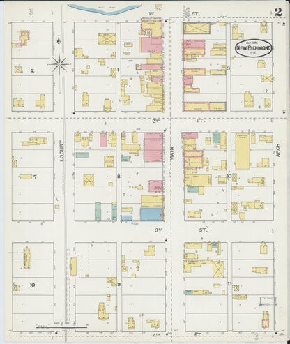 Sanborn Fire Insurance Map from New Richmond, St. Croix County, Wisconsin (1892), Sheet #0002 - Complete Map Set gallery image, historic Sanborn map, vintage wall art, Wisconsin Wisconsin