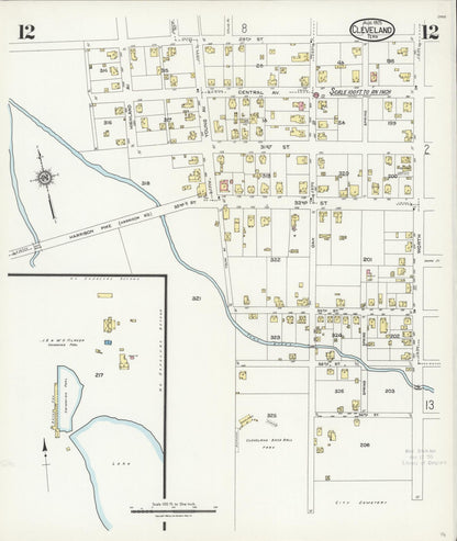 Sanborn Fire Insurance Map from Cleveland, Bradley County, Tennessee (1925), Sheet #0012 - Complete Map Set gallery image, historic Sanborn map, vintage wall art, Tennessee Tennessee
