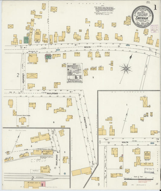 Sanborn Fire Insurance Map from Smyrna, Chenango County, New York (1906), Sheet #0001 - Historic Sanborn Fire Insurance Map Print, vintage old map wall art, antique decor, genealogy gift, New York New York map