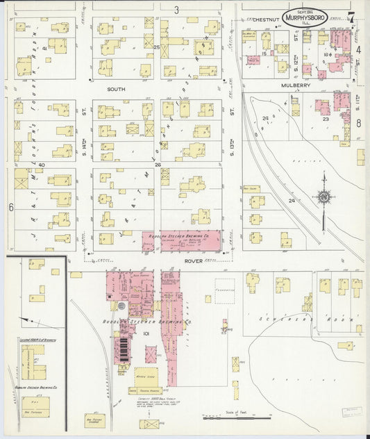 Sanborn Fire Insurance Map from Murphysboro, Jackson County, Illinois (1914), Sheet #0007 - Historic Sanborn Fire Insurance Map Print, vintage old map wall art, antique decor, genealogy gift, Illinois Illinois map