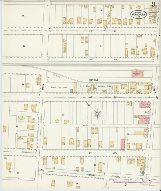 Sanborn Fire Insurance Map from Coraopolis, Allegheny County, Pennsylvania (1902), Sheet #0003 - Historic Sanborn Fire Insurance Map Print, vintage old map wall art, antique decor, genealogy gift, Pennsylvania Pennsylvania map