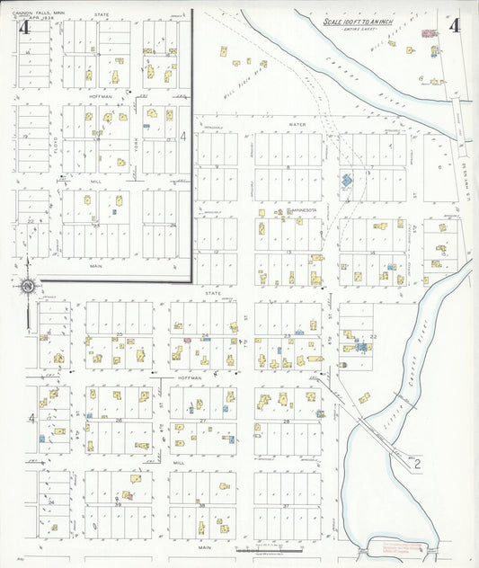 Sanborn Fire Insurance Map from Cannon Falls, Goodhue County, Minnesota (1938), Sheet #0004 - Historic Sanborn Fire Insurance Map Print, vintage old map wall art, antique decor, genealogy gift, Minnesota Minnesota map
