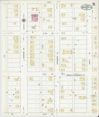 Sanborn Fire Insurance Map from Bartlesville, Washington County, Oklahoma (1909), Sheet #0008 - Complete Map Set gallery image, historic Sanborn map, vintage wall art, Oklahoma Oklahoma