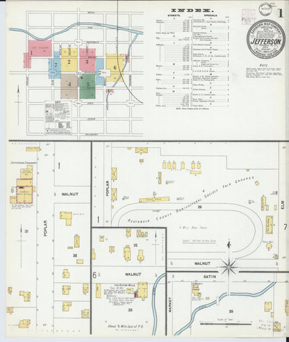 Sanborn Fire Insurance Map from Jefferson, Ashtabula County, Ohio (1902), Sheet #0001 - Historic Sanborn Fire Insurance Map Print, vintage old map wall art, antique decor, genealogy gift, Ohio Ohio map