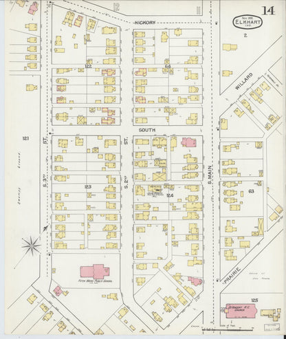 Sanborn Fire Insurance Map from Elkhart, Elkhart County, Indiana (1892), Sheet #0014 - Complete Map Set gallery image, historic Sanborn map, vintage wall art, Indiana Indiana
