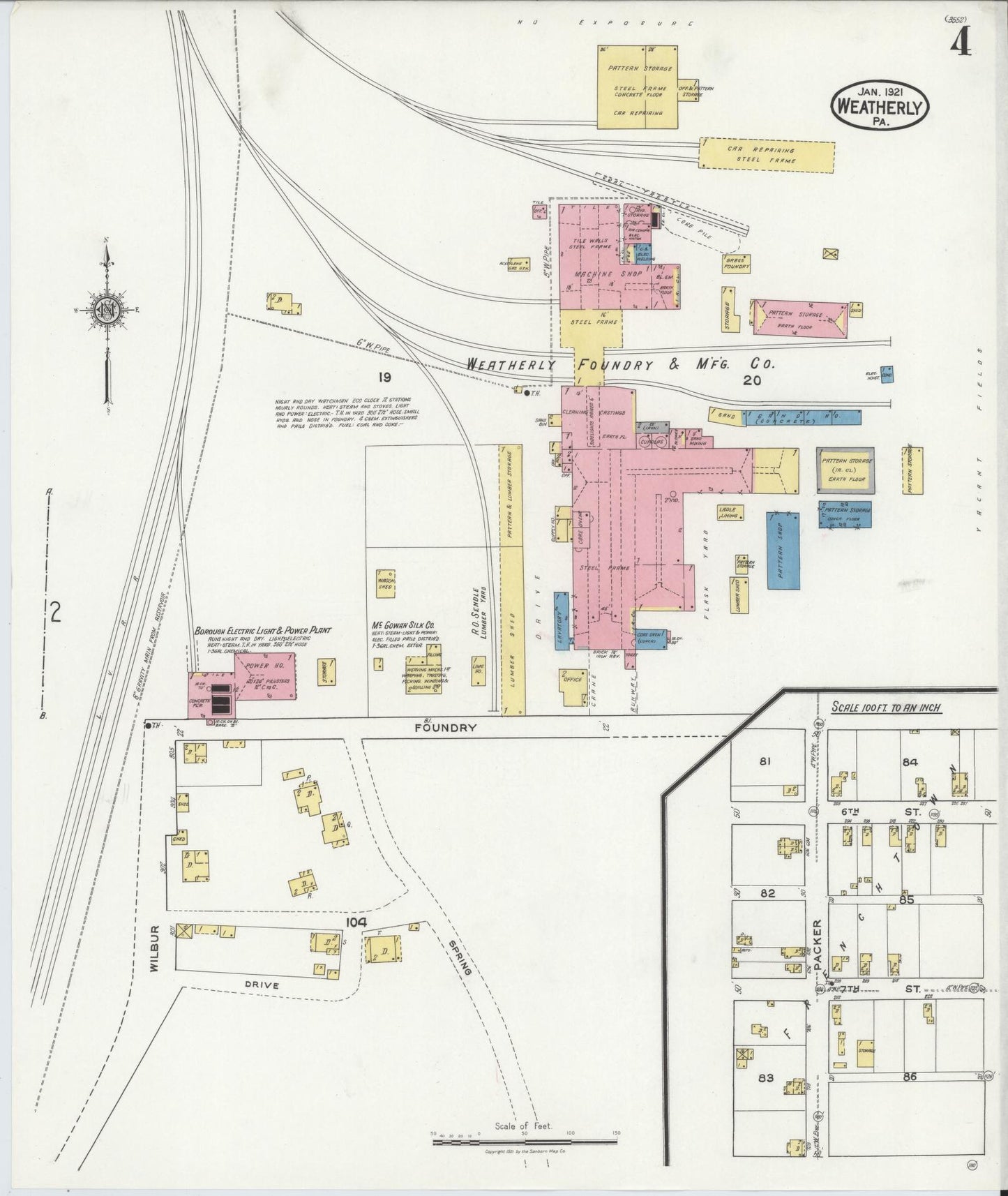 Sanborn Fire Insurance Map from Weatherly, Carbon County, Pennsylvania (1921), Sheet #0004 - Complete Map Set gallery image, historic Sanborn map, vintage wall art, Pennsylvania Pennsylvania