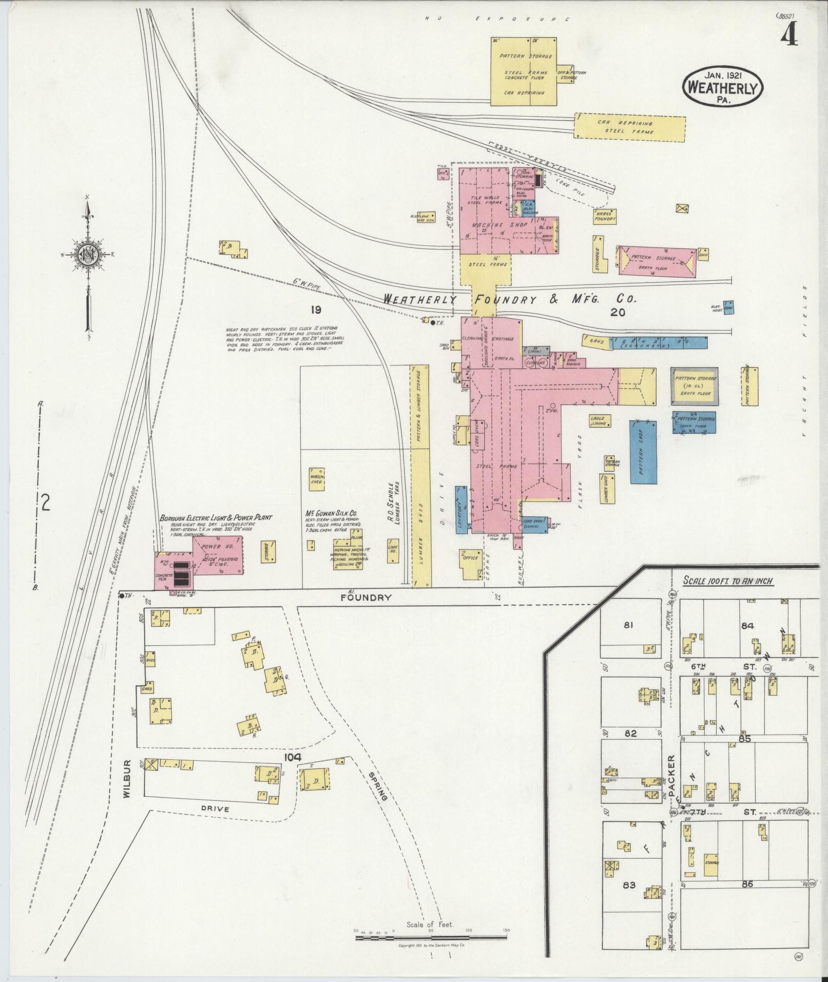 Sanborn Fire Insurance Map from Weatherly, Carbon County, Pennsylvania (1921), Sheet #0004 - Complete Map Set gallery image, historic Sanborn map, vintage wall art, Pennsylvania Pennsylvania